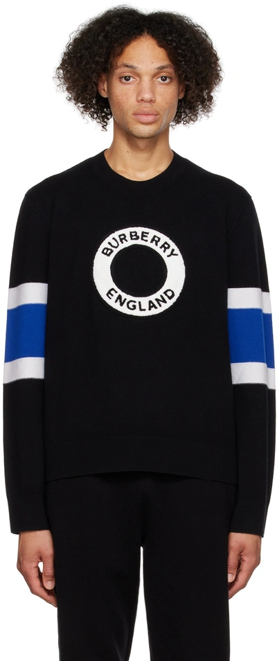 Burberry Logo-appliquéd Wool And Cashmere-blend Sweater In Black