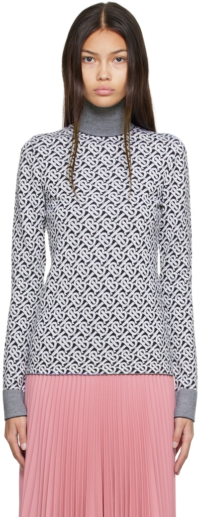 Burberry Monogram-pattern Long-sleeve Jumper In Grigio