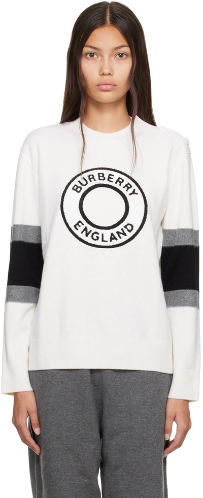 Burberry Wool-cashmere Logo Jumper In Natural White