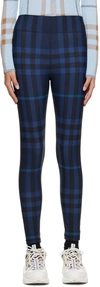 Burberry Madden Check Stretch Jersey Leggings In Dark Charcoal Blue C