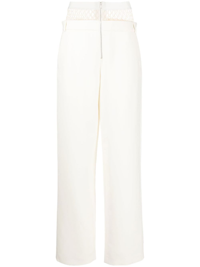 Dion Lee Fishnet Panel Straight-leg Trousers In White