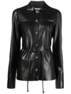 NANUSHKA FAUX-LEATHER DANGLING-BUTTON SHIRT