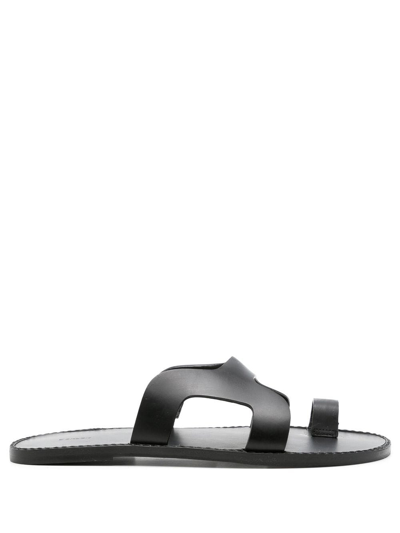 Osklen Open Toe Leather Sandals In Black