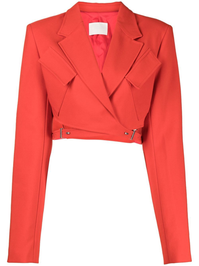 Dion Lee Cropped Cut-out Blazer In Vermillion