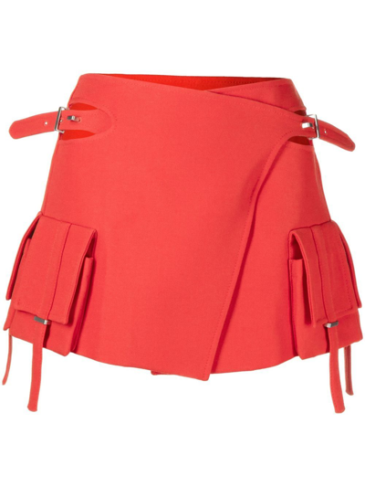 Dion Lee Cut-out Side-buckle Mini Skirt In 红色