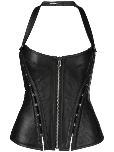 Dion Lee Reversible Shearling Corset In Black
