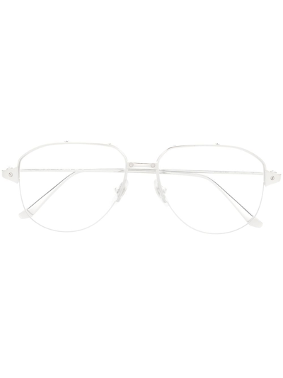 Cartier Pilot-frame Glasses In 银色