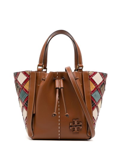 Tory Burch Mcgraw Logo-plaque Tote Bag In 褐色