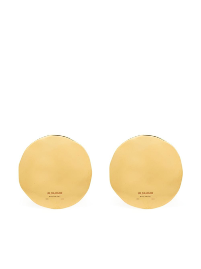 Jil Sander Enamel Plate Earrings In Gold