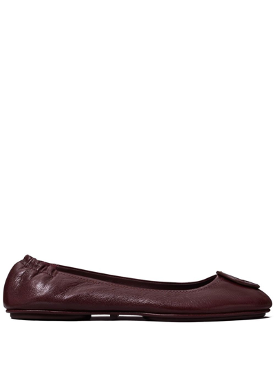 Tory Burch Logo-patch Detail Ballerina Shoes In Red