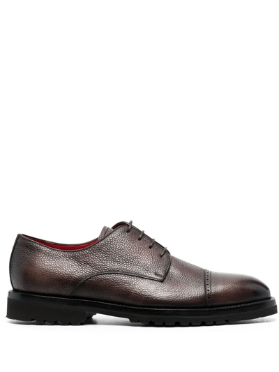 Barrett Grained-leather Derby Shoes In Brown