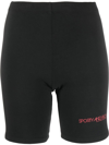 Sporty And Rich Disco Logo-print Stretch-cotton Jersey Shorts In 黑色