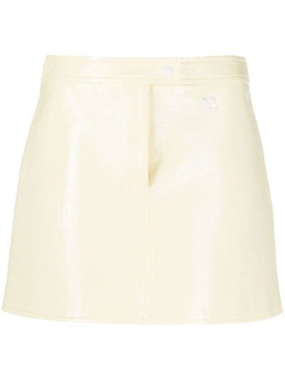 Courrèges Reedition Vinyl Mini Skirt In 黄色