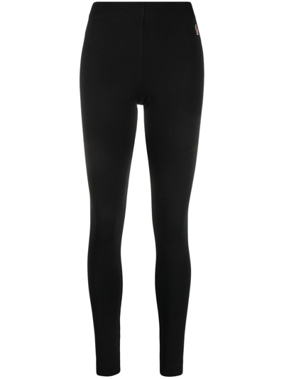 Moncler Logo-patch High-waisted Leggings In Black