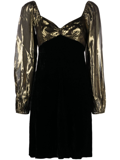 Rixo London Rixo Womens Gold Paris Sweetheart-neck Woven Mini Dress In Black Gold