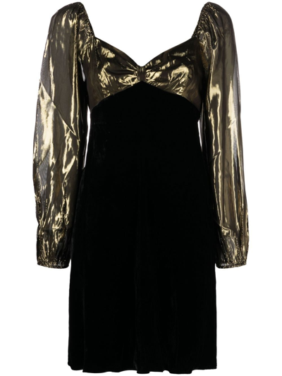 Rixo London Rixo Womens Gold Paris Sweetheart-neck Woven Mini Dress