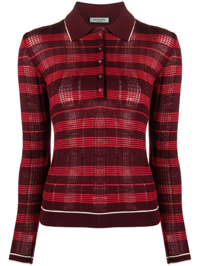 Durazzi Milano Striped Mock-neck Jumper In Red