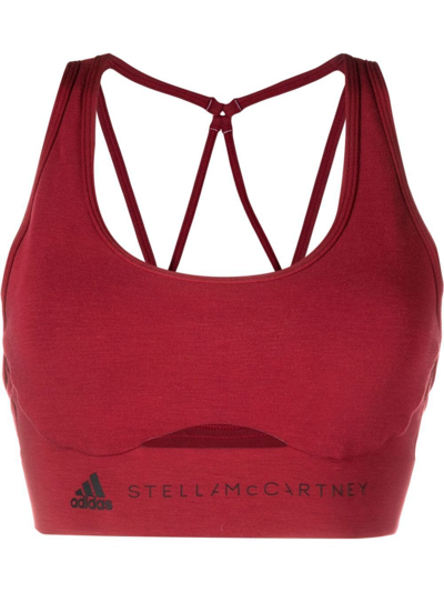 Adidas By Stella Mccartney Truestrength Cutout Stretch Modal-blend Sports Bra In Red
