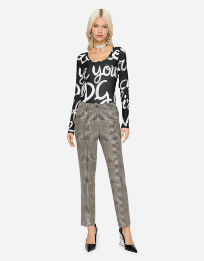 Dolce & Gabbana Low-rise Glen Plaid Pants In Multicolor