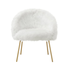 Inspired Home Pamela Accent Chair, Faux Fur In White