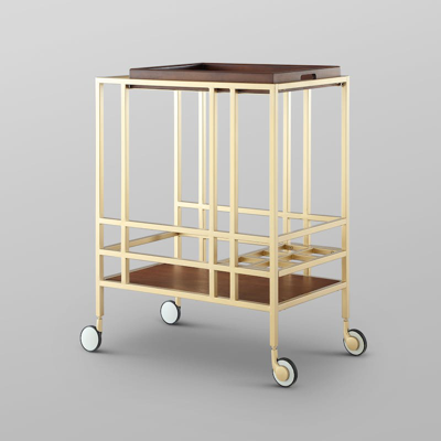 Inspired Home Kelsey Bar Cart In Gold