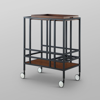 Inspired Home Kelsey Bar Cart In Black,walnut