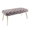 Nicole Miller Claude Velvet Button Tufted Bench With Metal Legs In Blue