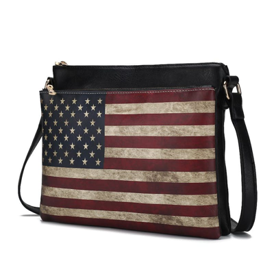 Mkf Collection By Mia K Madeline Printed Flag Vegan Leather Women's Crossbody Bag In Green