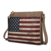 Mkf Collection By Mia K Madeline Printed Flag Vegan Leather Women's Crossbody Bag In Brown