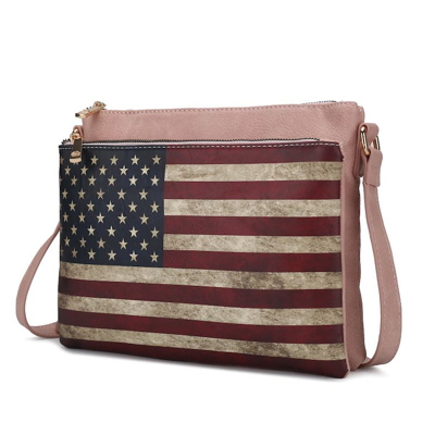 Mkf Collection By Mia K Madeline Printed Flag Vegan Leather Women's Crossbody Bag In Pink