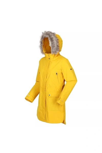 Regatta Womens/ladies Sabinka Faux Fur Trim Parka Jacket In Yellow
