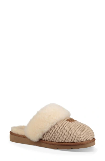 Ugg Cozy Knit Genuine Shearling Slipper In White