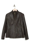 Cole Haan Signature Wing Collar Leather Jacket In Dark Espresso