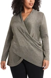 1.state Sparkle Knit Cross Front Top In Army Green