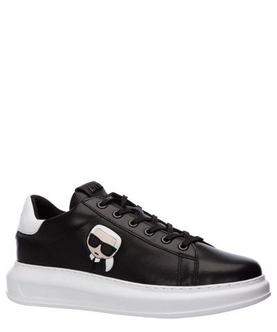 Karl Lagerfeld Leather Karl Head Patch Sneaker In Black