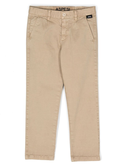 Aspesi Kids' Elasticated Straight-leg Trousers In Neutrals