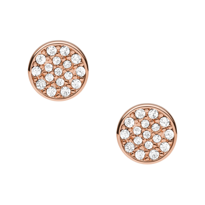 Fossil Earring Women's Rose Gold Brass Stud Earring In Pink
