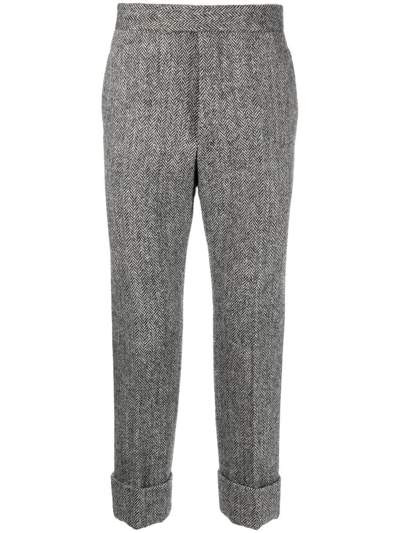 Thom Browne Tweed Tailored Pants In Black