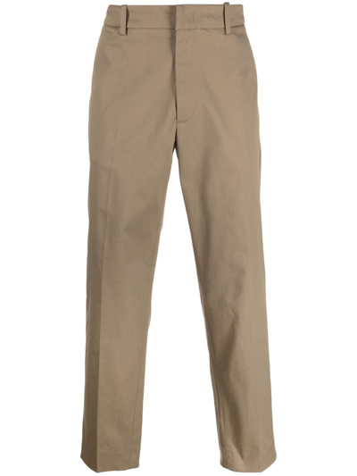 Moncler Tapered-leg Tailored Chinos In Brown