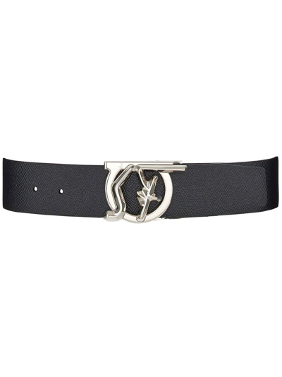 Ferragamo Reversible Belt With Sf Buckle In Black,brown