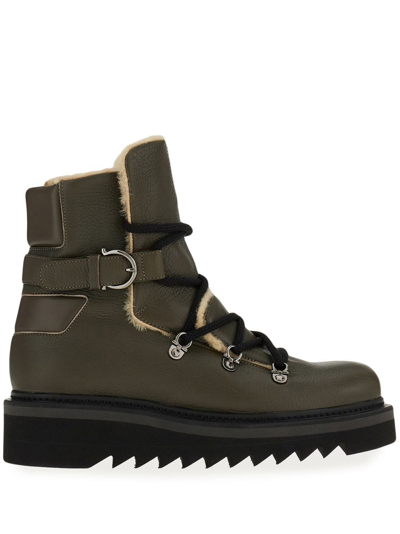 Ferragamo Lace-up Hiking Boots In Brown