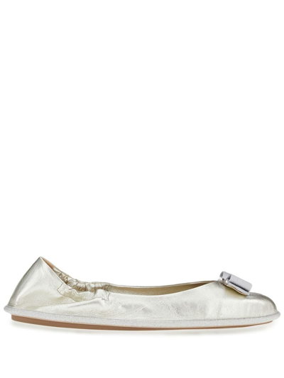Ferragamo Nomadic Stories Ballet Flat In Silver