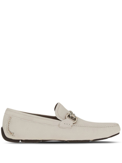 Ferragamo Driver Gancini-ornament Loafers In Neutrals