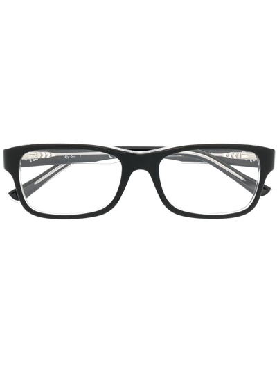 Ray Ban Logo-plaque Square-frame Glasses In Black