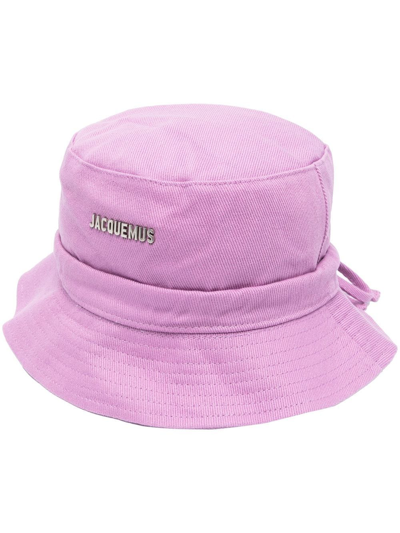 Jacquemus Le Bob Gadjo Cotton Logo Bucket Hat In Pink & Purple