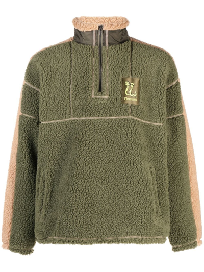 Pleasures Rewind Quarter Zip Fleece Jacket In Green