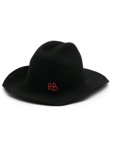 Ruslan Baginskiy Embroidered-logo Wool-felt Fedora In Nero