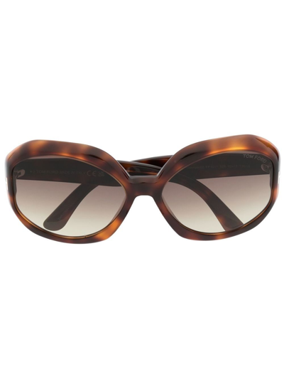 Tom Ford Tortoiseshell Oval-frame Sunglasses In Brown