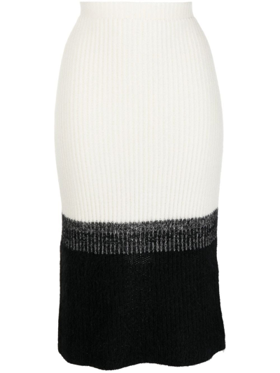 Lorena Antoniazzi Colour-block Knitted Pencil Skirt In White