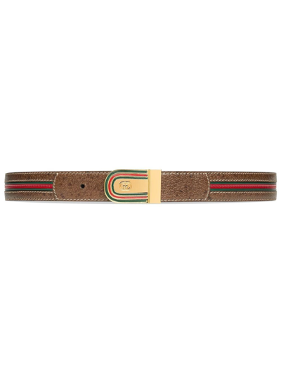 Gucci Belt With Interlocking G Buckle In Brown